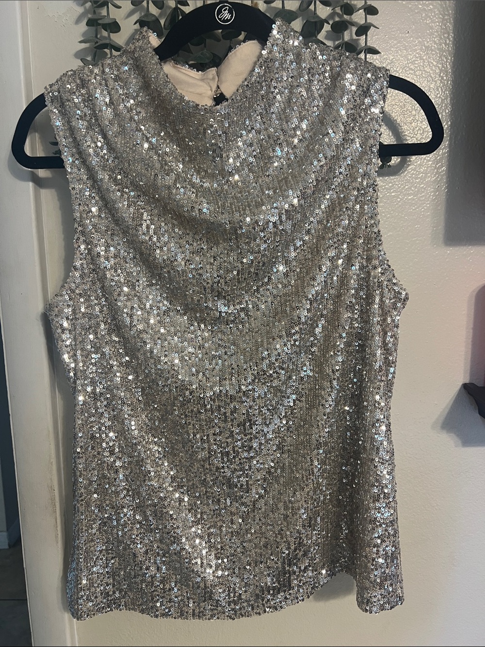 Cable and Gauge Cowl Neck Top in Silver